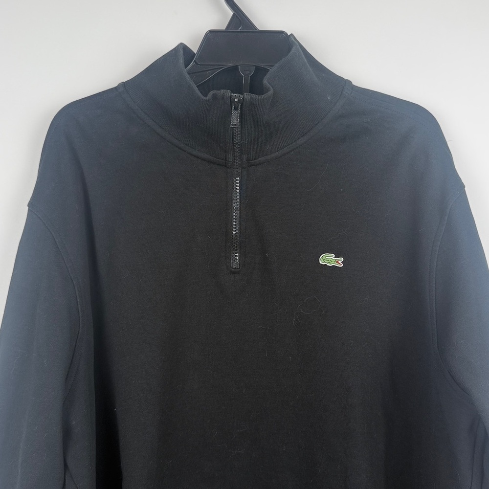 Lacoste Men's High Neck Black Solid Quarter-Zip Interlock Sweatshirt Sz 8 (3XL) - Picture 2 of 12